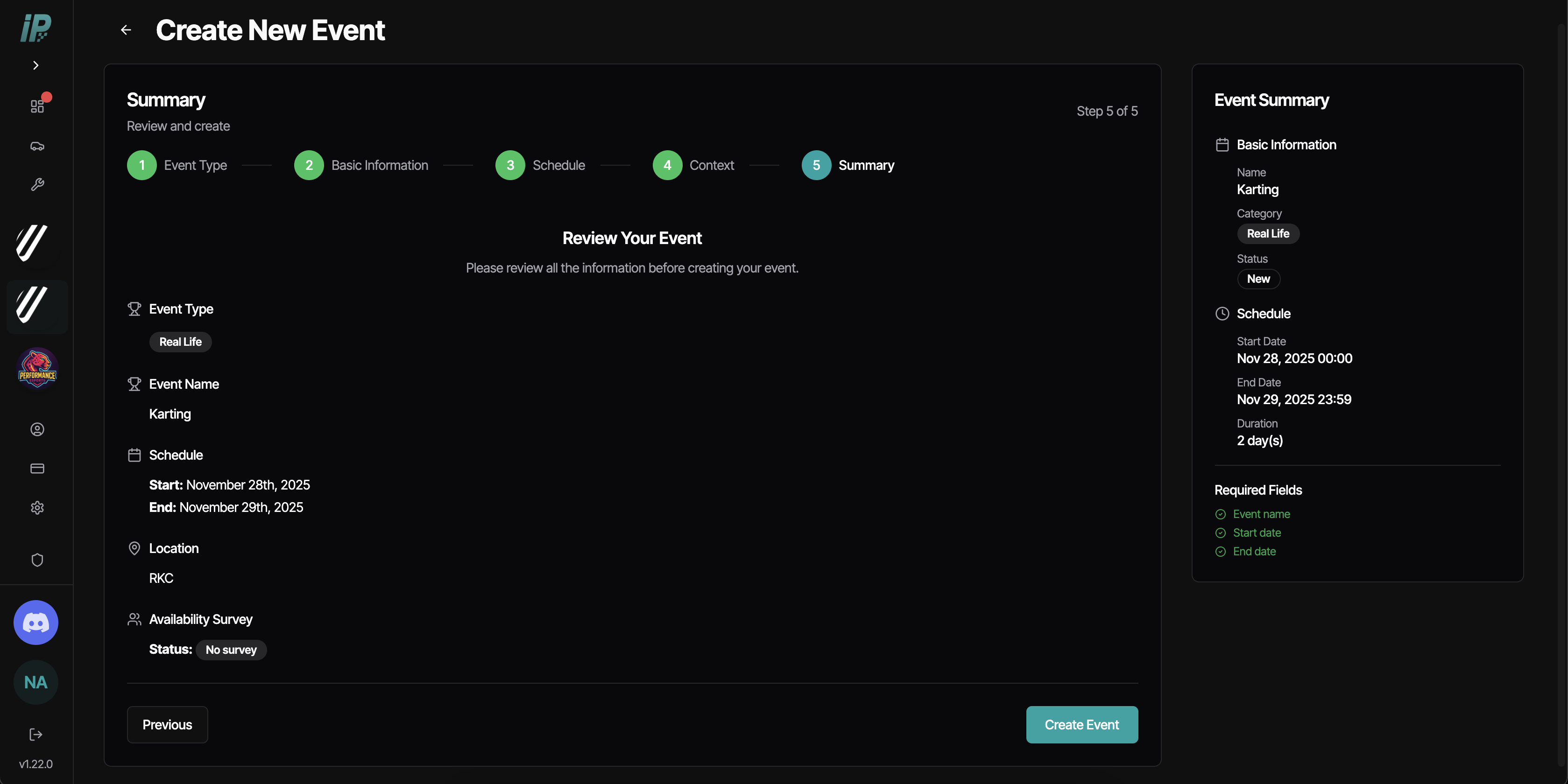 Documentation - Events - Creating Events