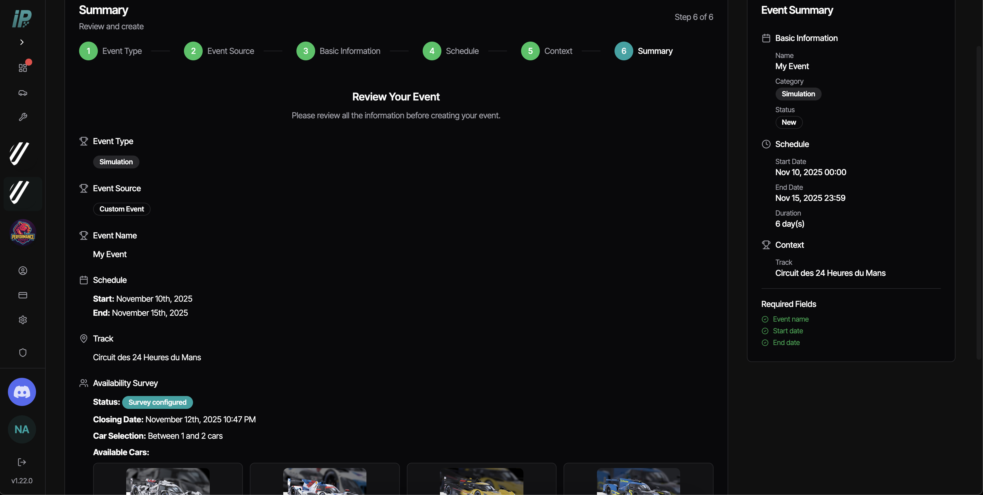 Documentation - Events - Creating Events