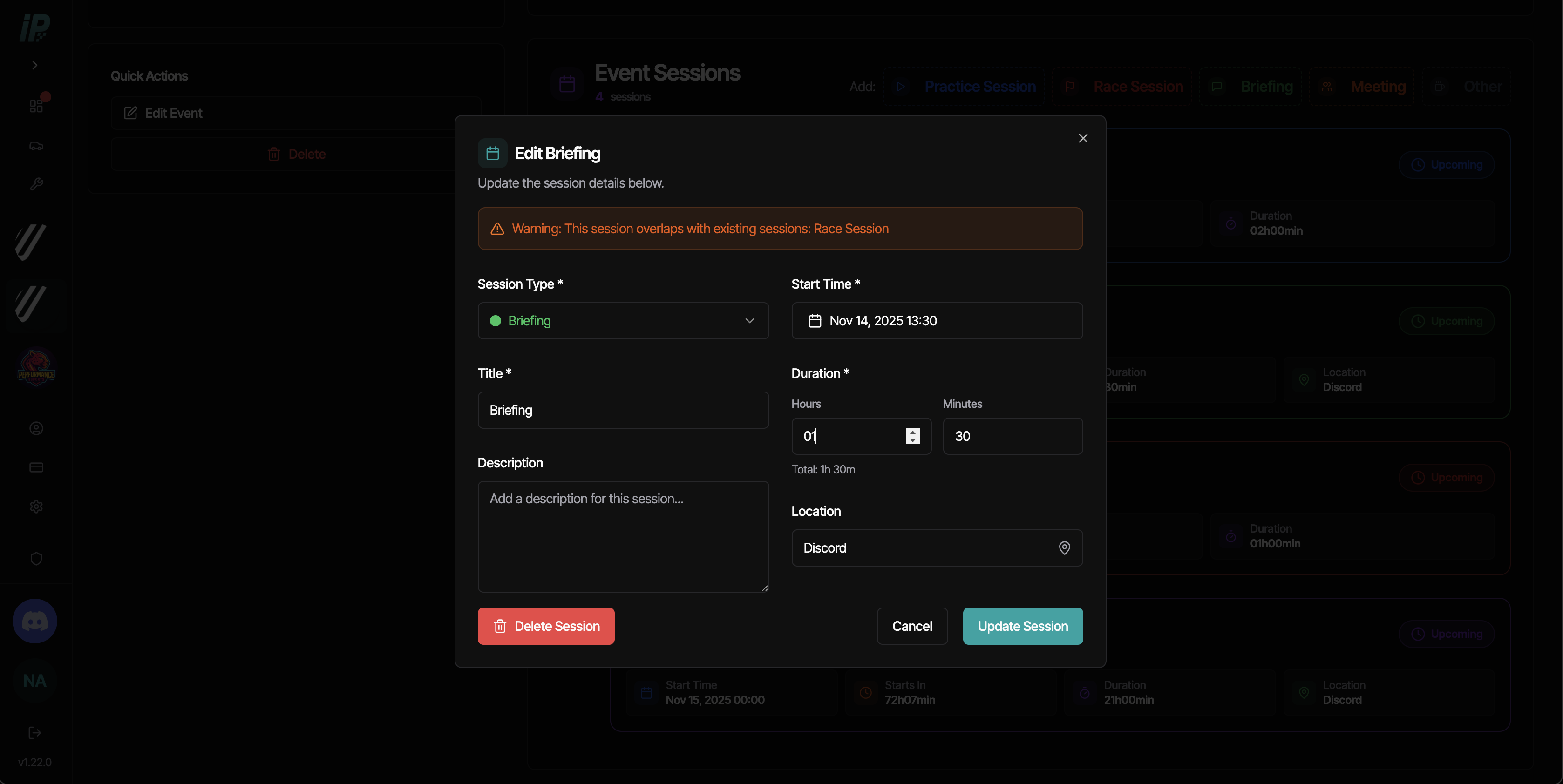 Documentation - Events - Sessions