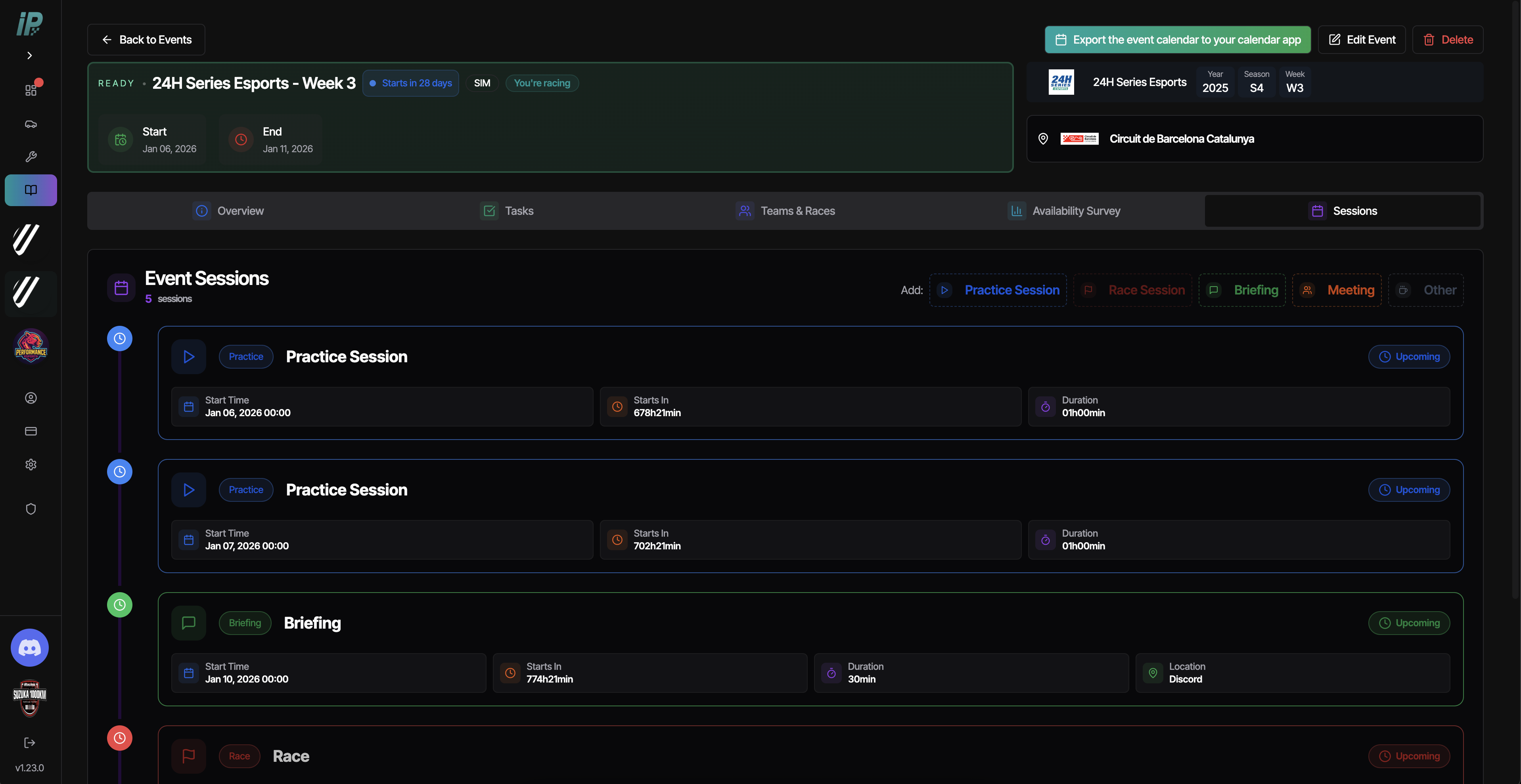 Documentation - Events - Sessions