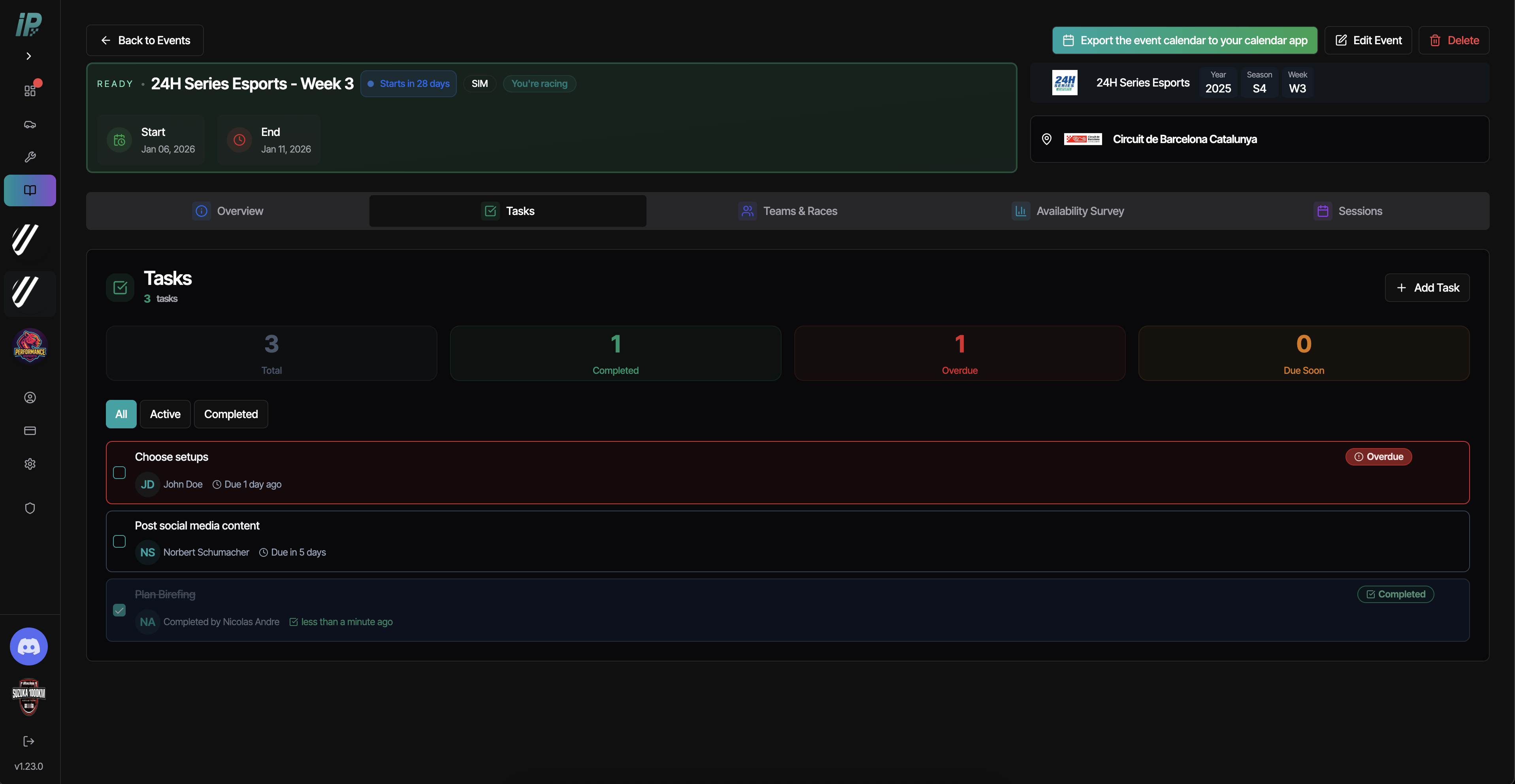 Documentation - Events - Tasks